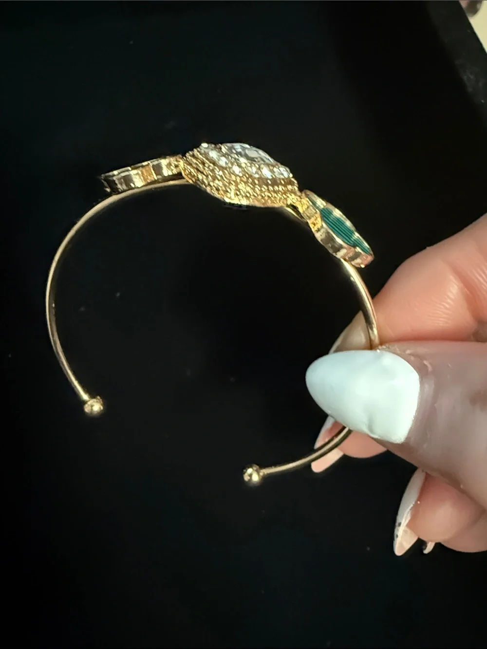 Gold Heart Ring with Green Clover Accents